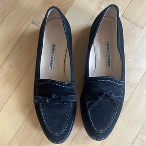Manolo Blahnik Classic Black Suede Loafers